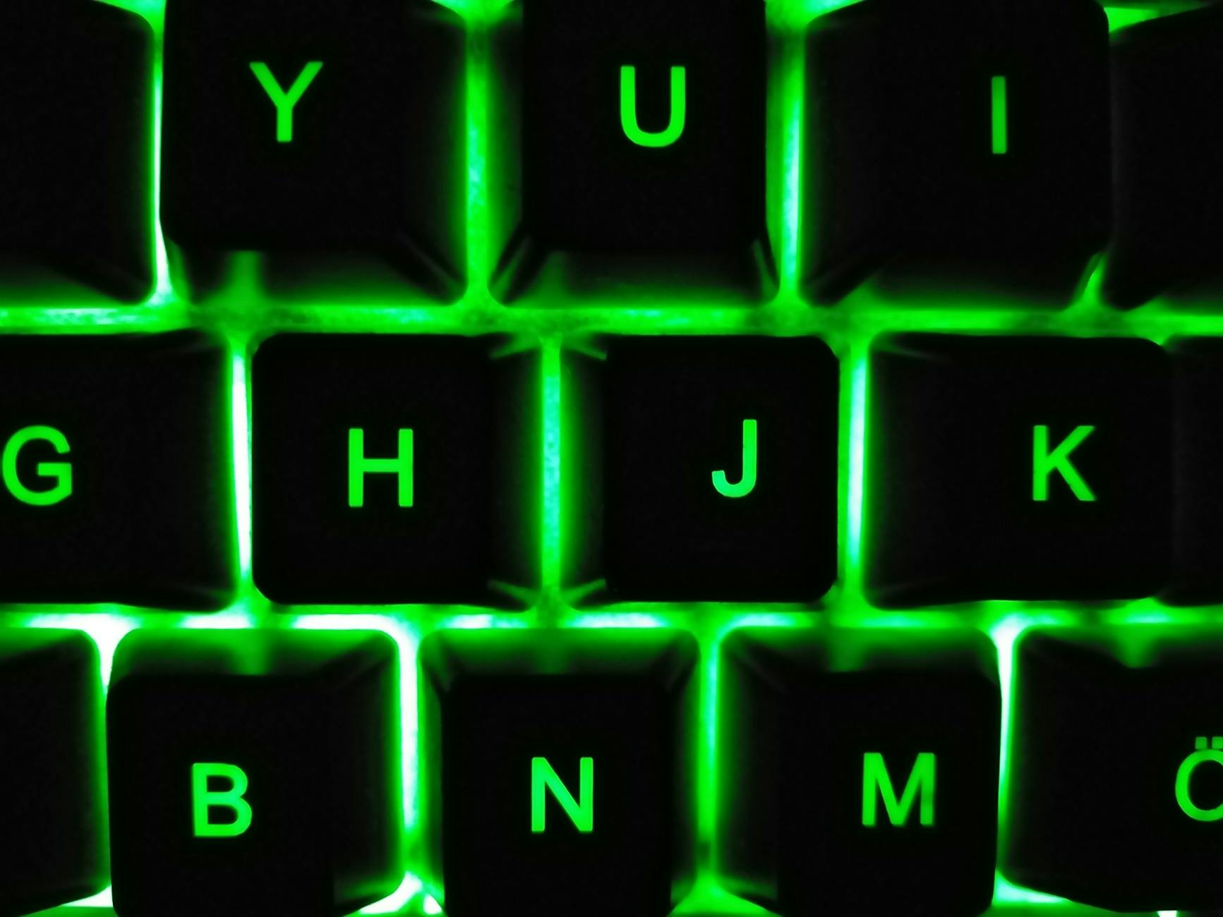 Green glowing keyboard for cyberdeck build